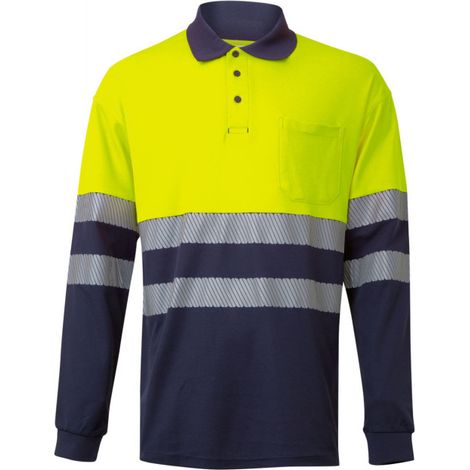 Polo de algodón bicolor manga larga Reflatex RS de alta visibilidad Serie 305525 VELILLA (1/4)