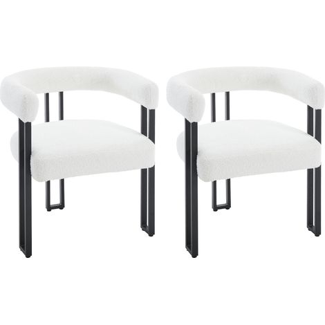 WOLTU 2x Sillas de Comedor Sillas de Cocina con Patas de Metal para Comedor, Chenilla, Crema (1/5)