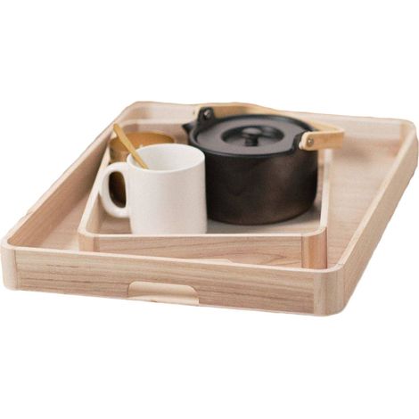 Today Set aus 2 beigen Paulownia-Holztabletts (1/3)