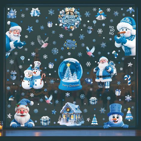 Autocollants de Noël 2027 pour vitrines de centres commerciaux, décorations de vitrines, autocollants antistatiques, autocollants de porte de Noël, stickers pour fenêtres