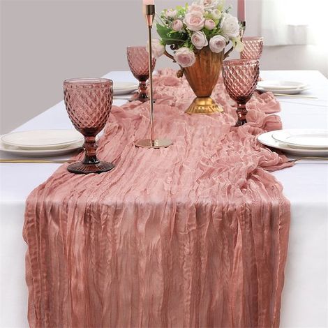 Camino de mesa estilo bohemio con tela de gasa,decoración de malla para la mesa de la cocina,90 x 180 cm (1/5)
