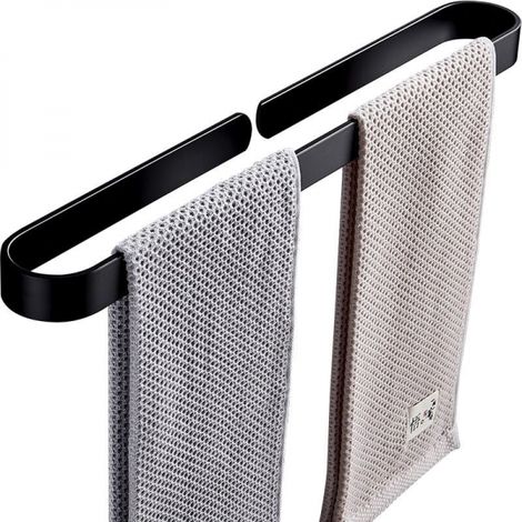 Porte-serviettes autocollant 50 cm, porte-serviettes, aluminium, finition mate, noir