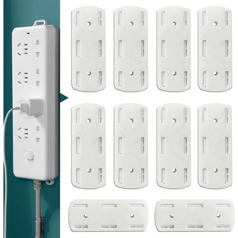 Pack of 10 self-adhesive power strips – Order in seconds – Power strip holder for router, kitchen and more (white) (1/5)