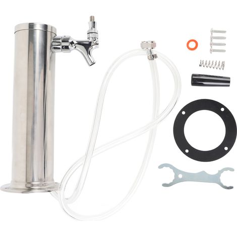 Tour à bière pression en acier inoxydable à un robinet, colonne de 7,6 cm (3 pouces), kit de distribution de bière pression pour fêtes, pubs et restaurants. Couleur acier inoxydable. (1/5)