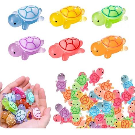 Set mit 60 leuchtenden Schildkrötenfiguren aus Kunstharz, 2,3 cm, für Garten, Aquarium und kreative Hobbys (1/5)