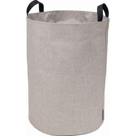 Bigso Box of Sweden Cesto portabiancheria, porta vestiti e altro – Cesta porta oggetti con 2 maniglie – Cesta portagiochi grande in poliestere con effetto lino – beige (1/5)