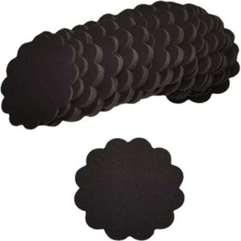 200 étiquettes cadeaux en kraft noir en forme d'éventail (6cm de diamètre) pour l'emballage artisanal (1/3)