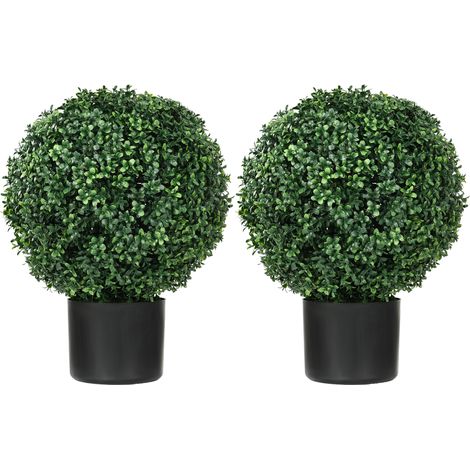 Set mit 2 UV-beständigen künstlichen Buchsbäumen im Topf, 52 cm, konisch, grün (1/5)