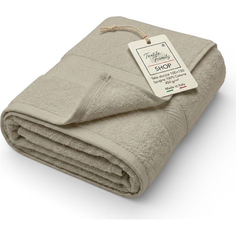 Telo Doccia Tortora 100x150 in Spugna 100% Cotone 450 g/m² Made in Italy