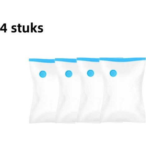 Lot de 4 sacs de compression sous vide - Rangement de vêtements - Épais - Transparent - 80 x 120 cm (1/5)