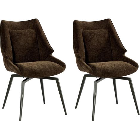 Lot de 2 chaises confort en tissu chocolat Casita NIKO (1/2)