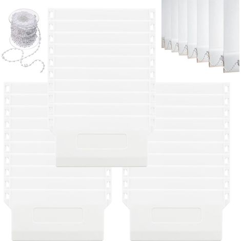 30er-Pack Lamellen-Ersatzteile (89 mm), Gewichtsplatten mit 10 m langer Rollenkette, weiße Lamellengewichte für Vertikaljalousien, Zubehör für Gardinen, Türen und Fenster im Wohnzimmer (1/5)
