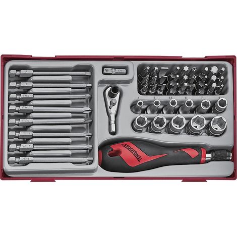 Jeu d'embouts avec racagnac TT1 tray 1/4 Plat- PH- PZ- TX-- TPX- HEX- rob 49 pièces Teng Tools TTMDQ49 (1/2)