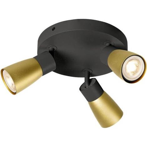 Projecteur rond Puri 2.0 Dome noir-or 3 lumières - 1008341