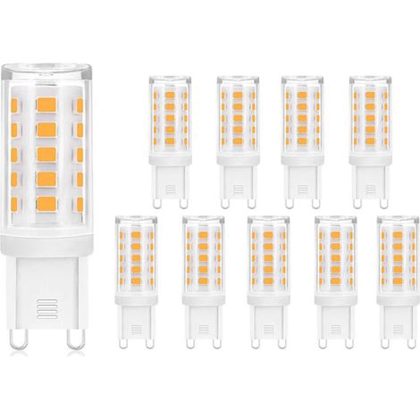 AUTRUCKER Lot de 10 ampoules de rechange pour éclairage domestique, source lumineuse LED G9, lumière blanche, 15,5 x 52 mm (1/5)