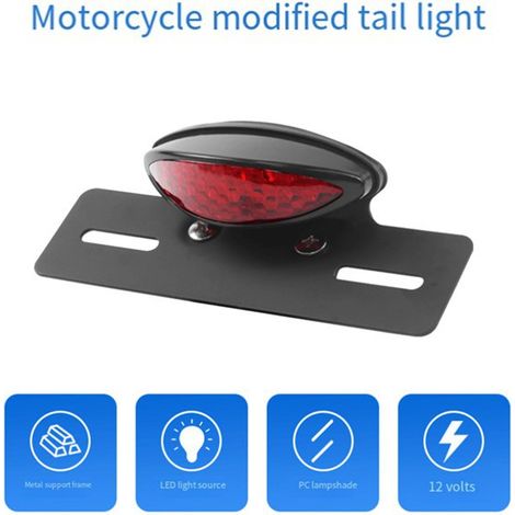 Colour: Black and red Materials: Plastic + Metal Universal 12V LED rear brake light for motorcycle. (1/5)
