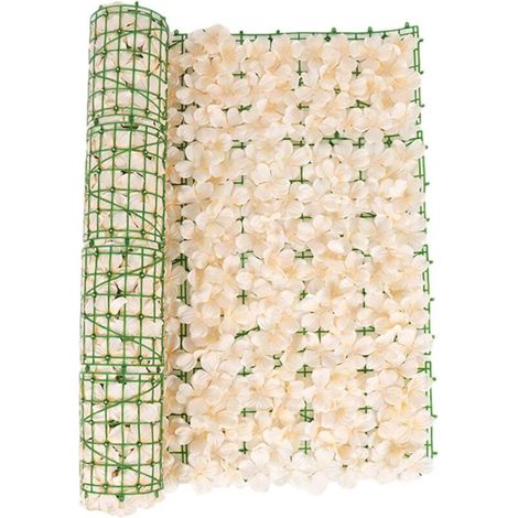 Clôture Artificielle en Feuillage, Plante Haie Décorative pour Balcon et Jardin, 0.53M Champagne