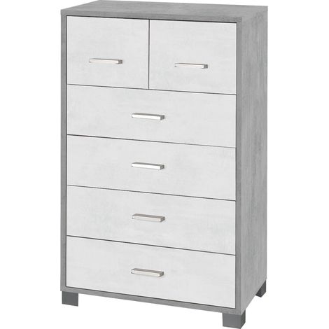 Mobile 4+2 Cassetti 70x112x41 cm Cemento/Ossido Bianco (1/2)