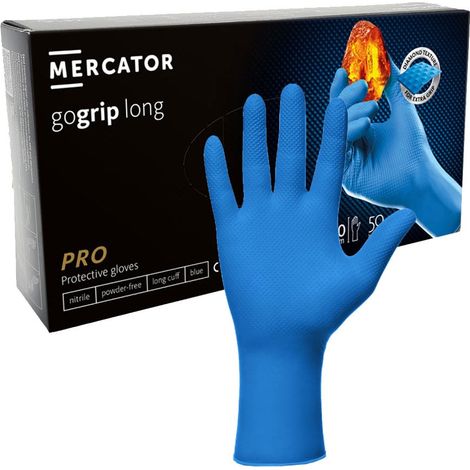 Nitrilhandschuhe XL blau Mercator Gogrip Long 50 Stück (1/5)