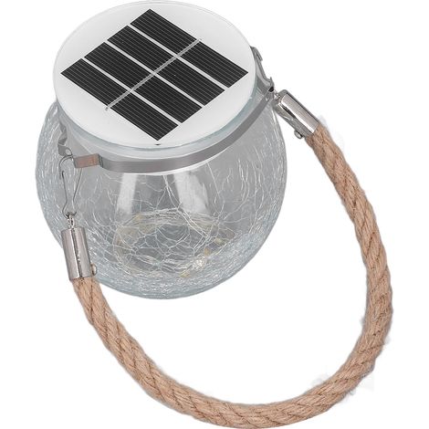 Lampes solaires suspendues d'extérieur, boules en verre craquelé à lumière chaude, étanches IP65, globes décoratifs lumineux (1/5)