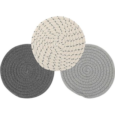 Lot de 3 sets de table résistants à la chaleur, joli motif tissé gris, pour la maison, la cuisine et les restaurants. (1/5)