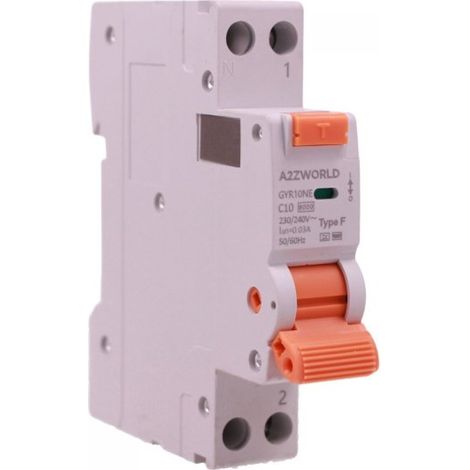 RCBO Interruttore Magnetotermico Differenziale Tipo F Slim 1 Modulo DIN, Curva C 1P+N 6000A 30mA AC 230V IP20, Corrente Disponibili 6A 10A 16A 20A 25A 32A 40A (C10A)