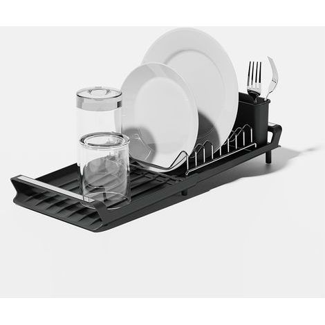 Égouttoir à couverts extensible en acier inoxydable - Noir (1/3)