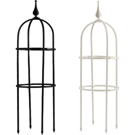 【Soporte para plantas】 Enrejado de metal recubierto de resina de 2 piezas para plantas trepadoras y de jardín, negro/blanco, 20 x 60 cm (1/5)