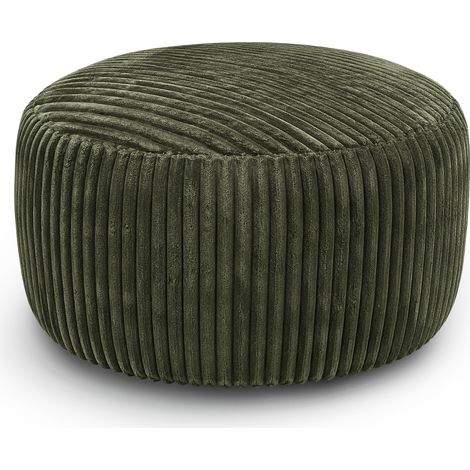 Poltrona sacco rotonda 4FT in tessuto a coste verde con imbottitura in memory foam HOMVRA (1/5)
