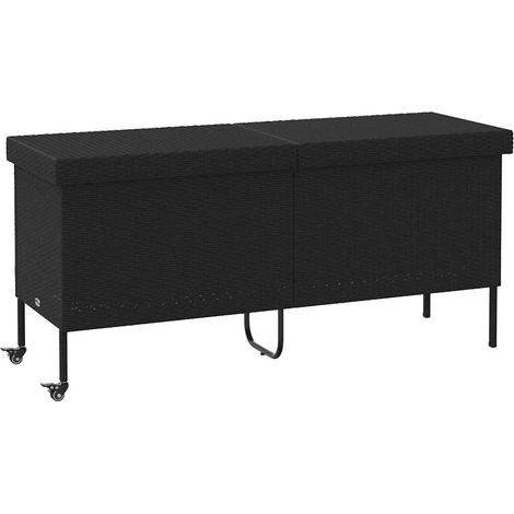 Maison Exclusive - Caja almacenaje jardín ruedas ratán sintético