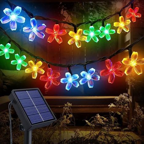 Guirlande Lumineuse Solaire - ZGEER - 12M 100 LED Fleurs de Cerisier - Extérieur - Multicolore - étanche (1/4)