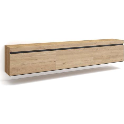 Mueble TV Adamuz de 240x45x35 cm suspendido, color roble (1/4)