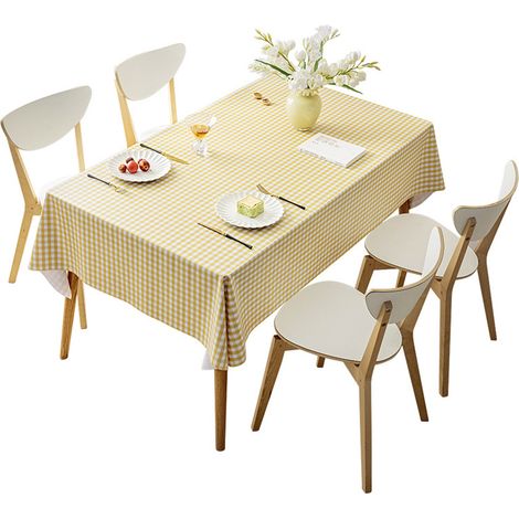 Nappe - Algodón - Antimanchas - Estampado Vichy - Interior Exterior - 140x100 cm - Amarillo - Unidad (1/5)