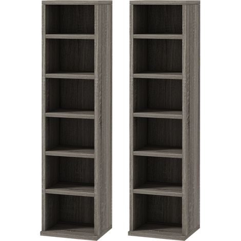 Set 2 Pezzi Mobile Libreria Porta CD 21x22,5x88,5 cm Grigio (1/5)