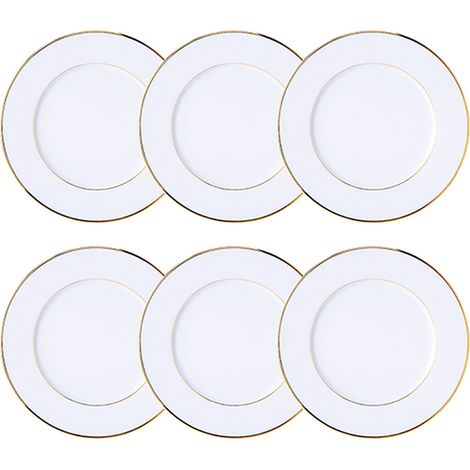 Lot de 6 assiettes à pain 16cm en porcelaine, CLASSIC FILET OR (1/4)