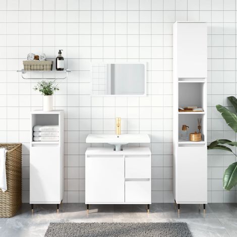 Meuble de salle de bain Vintage,Aromire de rangement Toilette blanc 65x33x60 cm bois d'ingénierie -24224 (1/5)