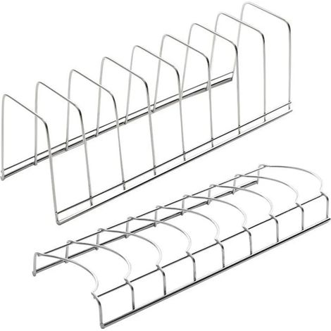 Étagère multifonctionnelle en acier inoxydable pour ustensiles de cuisine : couvercles de casseroles, assiettes, bols, égouttoir à vaisselle, vaisselle, planche à découper, moules à pâtisserie, rangem (1/5)