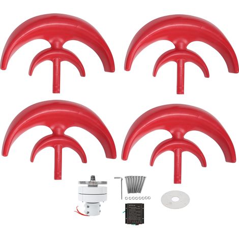 Éolienne 600W 4 pales Générateur AC Moteur Système Solaire Lanterne Double Couche Rouge 48V Kit (1/5)