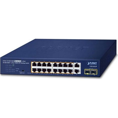 PLANET Technology Planet 16-Port 10/100/1000T 802.3at PoE+ 2-Port+ - 0,1 Gbps (GSD-2022P) (1/2)