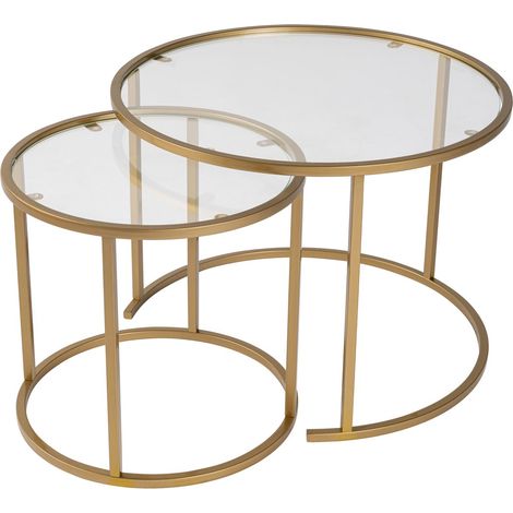 Tavolino da caffè, tavolo da soggiorno, tavolino laterale Set Gold (1/5)