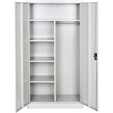 Vestuario metálico de 5 niveles 90 cm con armario integrado gris 080000439
