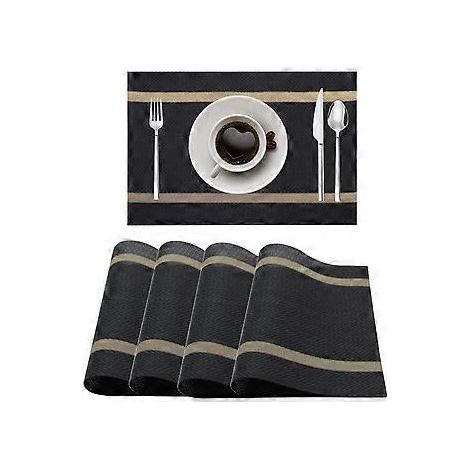 Platzsets, Tischsets, 4er-Set, gewebte Kunststoff-Platzsets, rutschfest, hitzebeständig, abwaschbar, leicht zu reinigen, geeignet für The Ki (1/5)