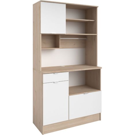 Buffet vaisselier multi rangements aspect bois et blanc - SOCAZIC (1/5)