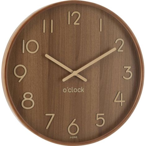 Horloge murale ronde en bois foncé - naturel foncé (1/5)