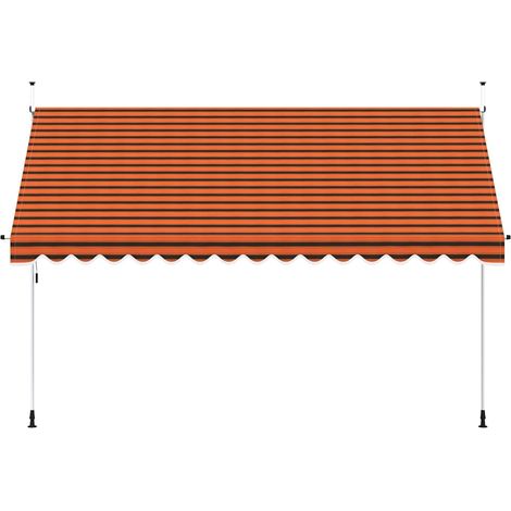 Auvent Marquise manuel rétractable, Store Banne pour Jardin Balcon Terrasse, 400 cm Orange et marron OIB7682E (1/5)