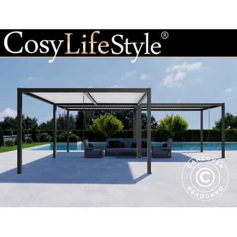 Bioklimatischer pergola pavillon San Pablo Alu+, 3x4m, Schwarz/Weiß, 3 Stk. - Dancover