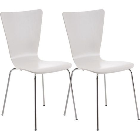 Juego de 2 sillas de cocina comedor apilables en madera blanca y estructura estable con cuatro patas de metal 100003076 (1/5)