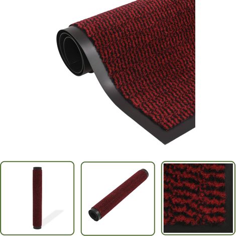 The Living Store Paillasson rectangulaire 80 x 120 cm Rouge - Tapis D'entrée - Paillasson Intérieur - Tapis Absorbant - Tapis Antidérapant - Tapis Extérieur (1/4)