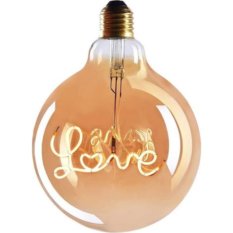 Ampoule LED E27 rétro filament vintage « LOVE » 4 W, blanc chaud 2700 K, dimmable, tube en verre transparent, 230 V (1/5)