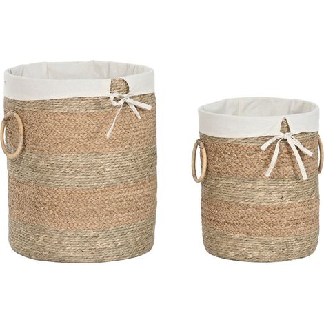 Cesta Set 2 Seagrass Tela 39X39X49 Natural (1/3)